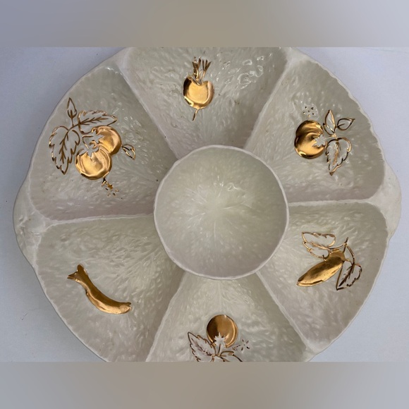 CROWN DEVON BONE CHINA VEGETABLE BOWL WITH RAISED CENTER DIP ENGLAND MCM - Picture 4 of 10